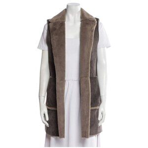 LAUREN Ralph Lauren Suede Soft Reversable Open Front Long Vest Women's XS Grey